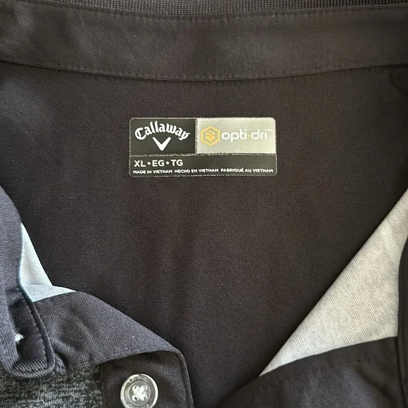LIKE NEW CALLAWAY “OPTI-DRI” POLO GOLF SHIRT. Size XL. Black w/ Aqua blue & grey - Picture 7 of 10